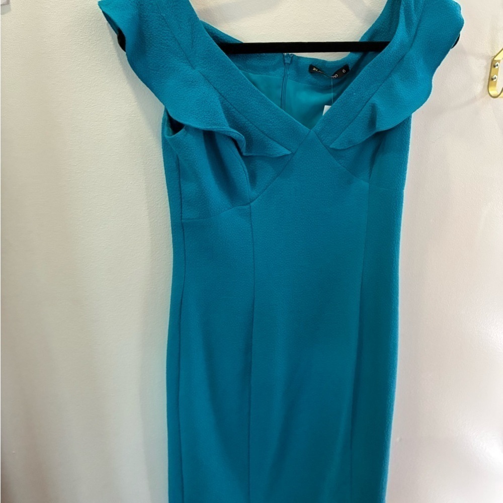 Black Halo elegant Blue off the shoulder ruffle Dress size 6